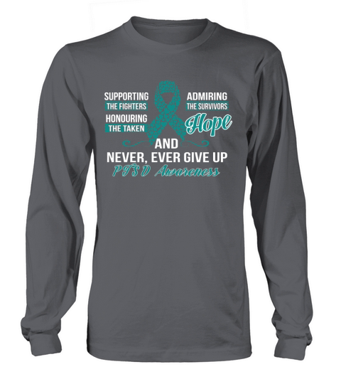 PTSD Awareness T-Shirt Teal Ribbon Tee Gifts Long sleeved Unisex