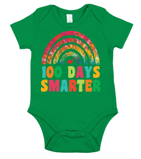 100 Days Smarter Rainbow Happy 100th Day of School Short Sleeve Baby One-Piece