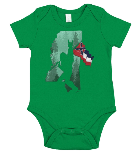 Bigfoot Rock And Roll Mississippi Flag In The Forest Short Sleeve Baby One-Piece
