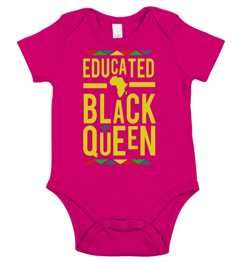 Dashiki Educated Black Queen Shirt - African DNA Pride Shirt Short Sleeve Baby One-Piece
