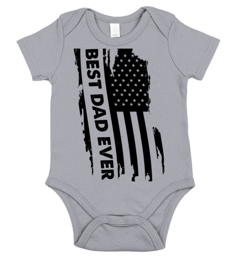 Fathers Day Best Dad Ever with Us American Flag Short Sleeve Baby One-Piece