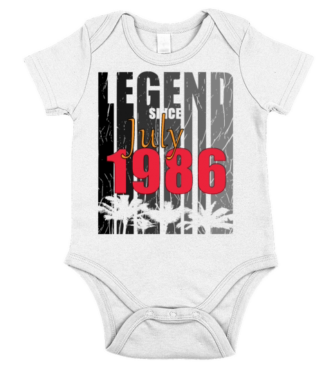 July 1986 birthday greeting retro design Short Sleeve Baby One-Piece