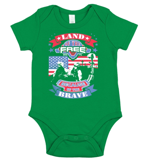 Land free because of brave Short Sleeve Baby One-Piece