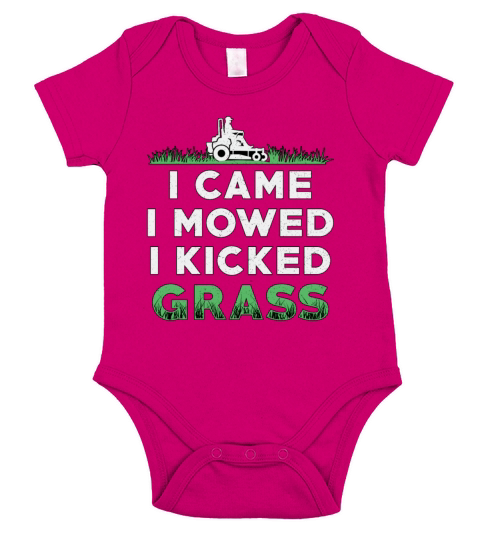 Lawn Mower I Came I Mowed I Kicked Grass Mowing Short Sleeve Baby One-Piece