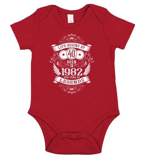 Life begins at 40 Vintage 1982 Birthday Vintage Short Sleeve Baby One-Piece