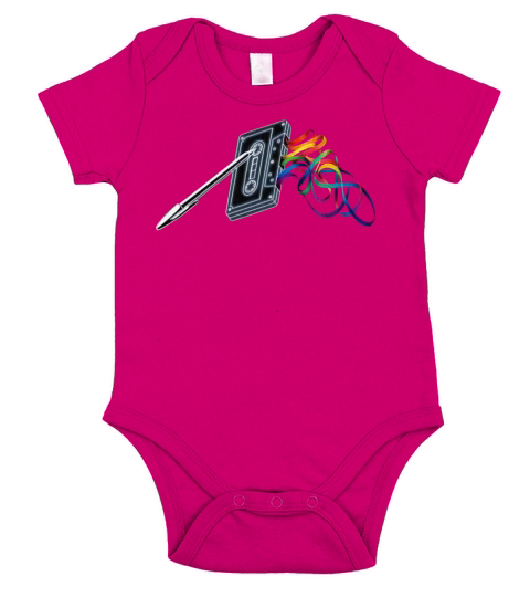 Rainbow Vintage Cassette Short Sleeve Baby One-Piece