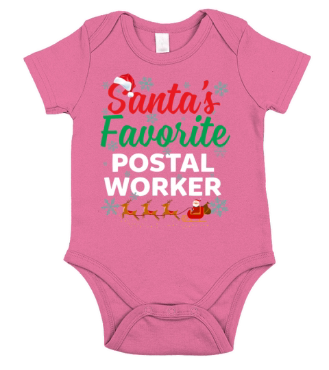 Santas Favorite Postal Worker Funny Christmas Short Sleeve Baby One-Piece