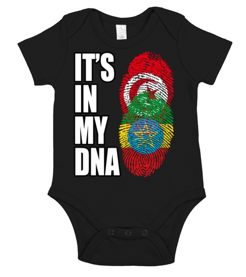 Tunisian And Ethiopian Mix Heritage DNA Flag Short Sleeve Baby One-Piece