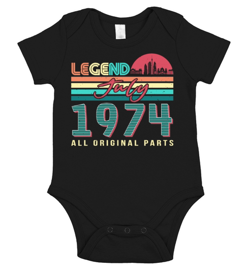 Vintage In July 1974 Short Sleeve Baby One-Piece