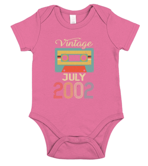 Vintage July 2002 20th Birthday 20 Year Gift Short Sleeve Baby One-Piece