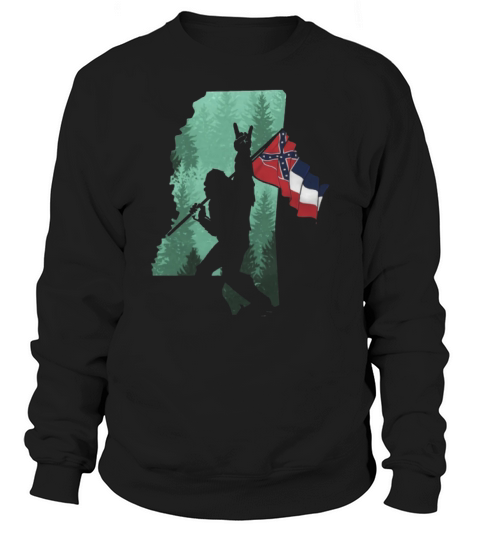 Bigfoot Rock And Roll Mississippi Flag In The Forest Sweatshirt Unisex