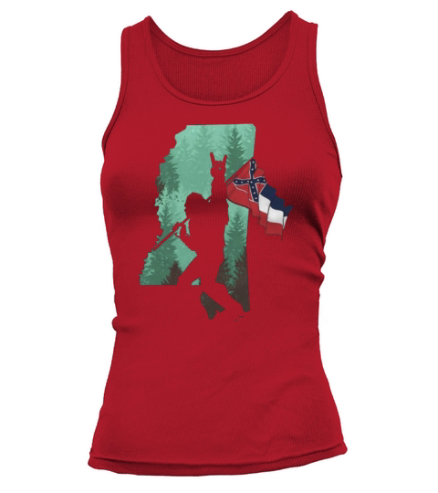 Bigfoot Rock And Roll Mississippi Flag In The Forest Tank top Woman