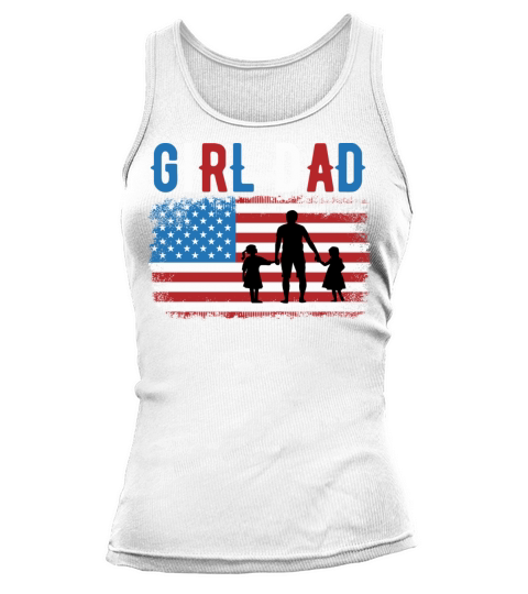 Girl Dad Fathers Day July 4th American Flag Tank top Woman