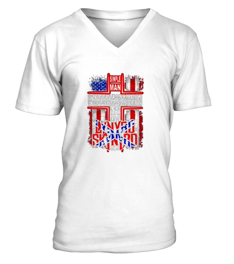 Cross Jesus Simple man lyrics Lynyrd Skynyrd American flag shirt V-Neck T-shirt
