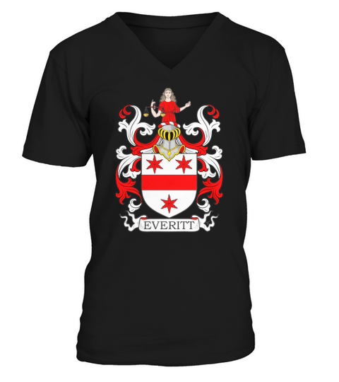Everitt Coat of Arms I British Family Crests V-Neck T-shirt