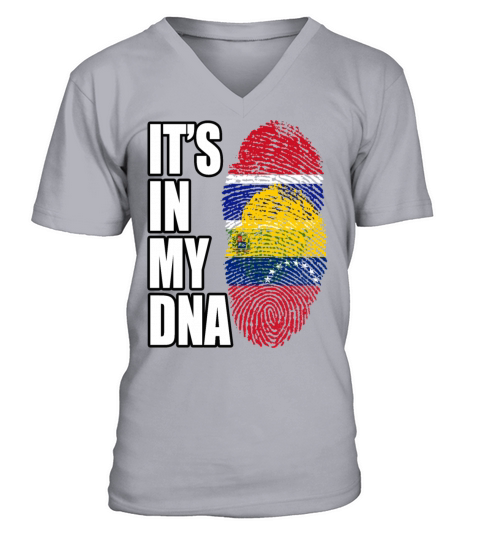 Gambian And Venezuelan Mix Heritage DNA Flag V-Neck T-shirt