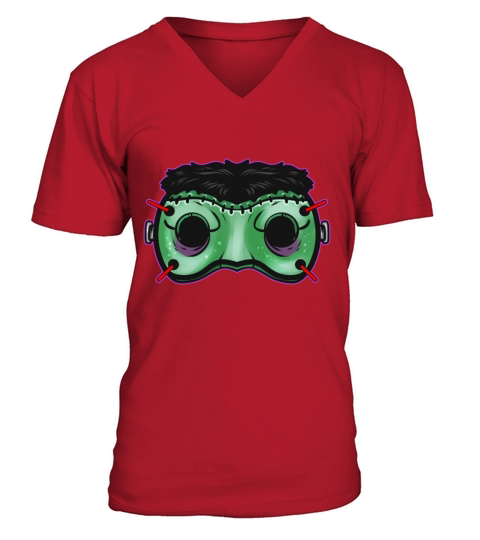 Green Monster Mask Costume For V-Neck T-shirt