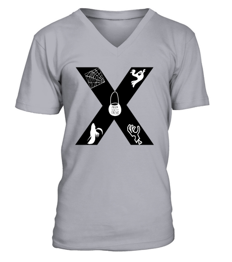 Halloween Alphabets Numbers Clipart X V-Neck T-shirt