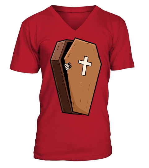 Halloween Cartoon Vampire Coffin V-Neck T-shirt