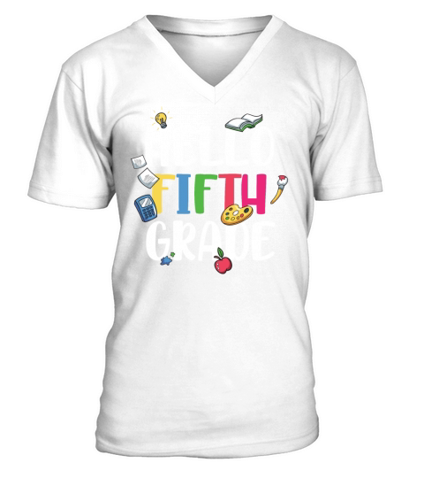 Hello Fifth Grade Back To School V-Neck T-shirt