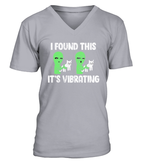 I Found This Its Vibrating Cat Alien Vintage V-Neck T-shirt