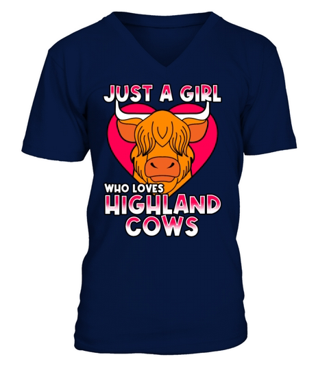 Just A Girl Who Loves Highlands Cow V-Neck T-shirt