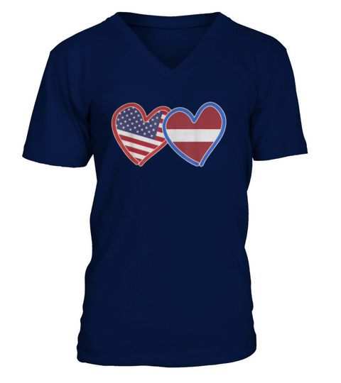 Latvian America Flag shirt V-Neck T-shirt