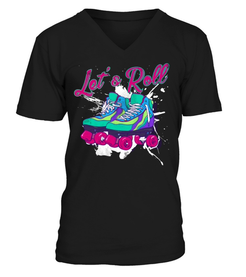 Let s Roll Roller Skating Derby Cute Distressed T-Shirt V-Neck T-shirt