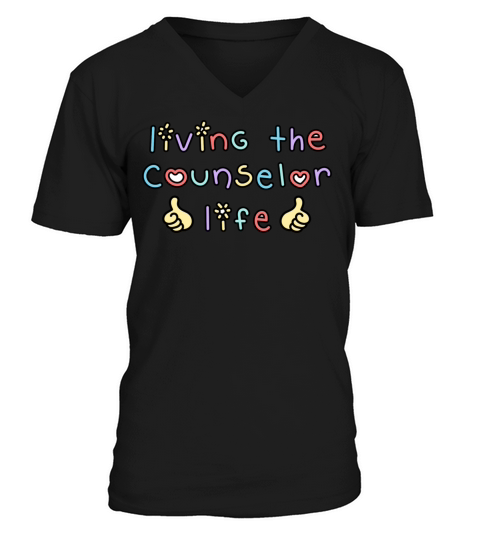 Living The Counselor Life Doodle Quote V-Neck T-shirt