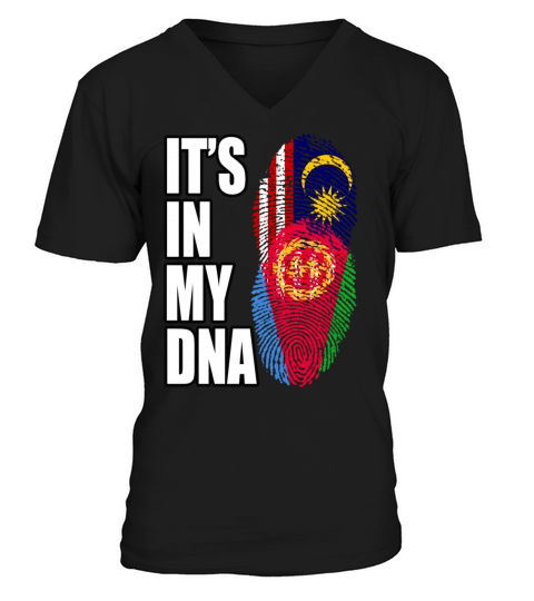 Malaysian And Eritrean Mix Heritage DNA Flag V-Neck T-shirt