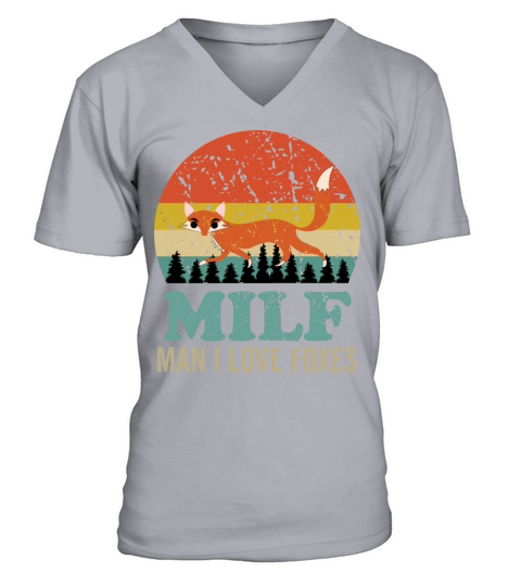 Man I Love Foxes Funny Fox Lover Saying Retro V-Neck T-shirt