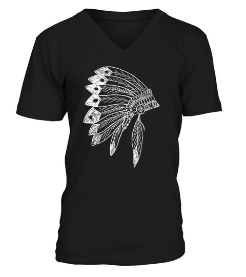 Native American Feather Headdress Tee Native Indian T Shirt V-Neck T-shirt