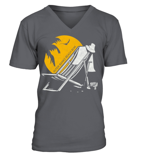 Outer Banks Beach Bum OBX Shell White Vintage V-Neck T-shirt