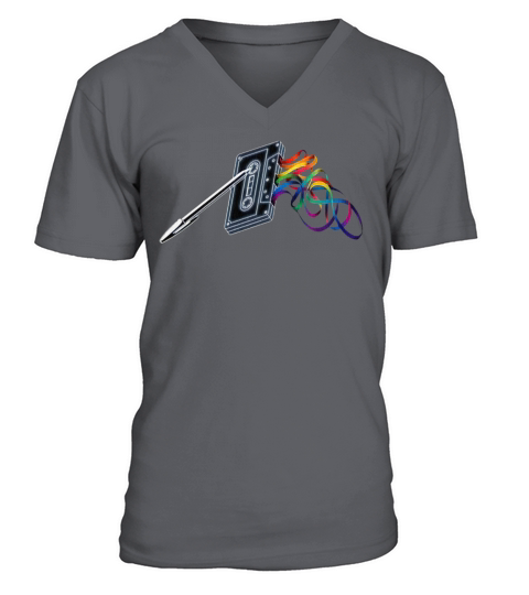 Rainbow Vintage Cassette V-Neck T-shirt