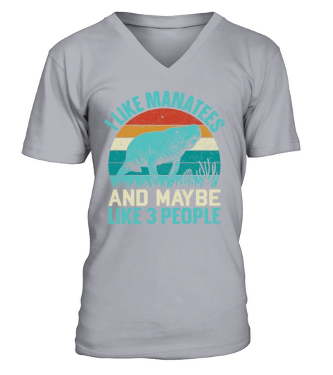 Retro Vintage Style I Like Manatees V-Neck T-shirt