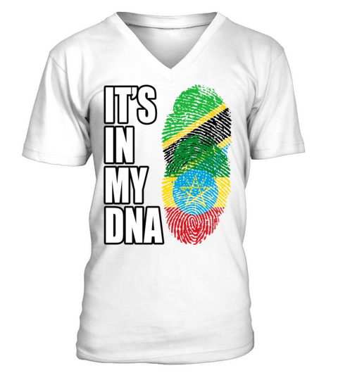 Tanzanian And Ethiopian Vintage Heritage DNA Flag V-Neck T-shirt