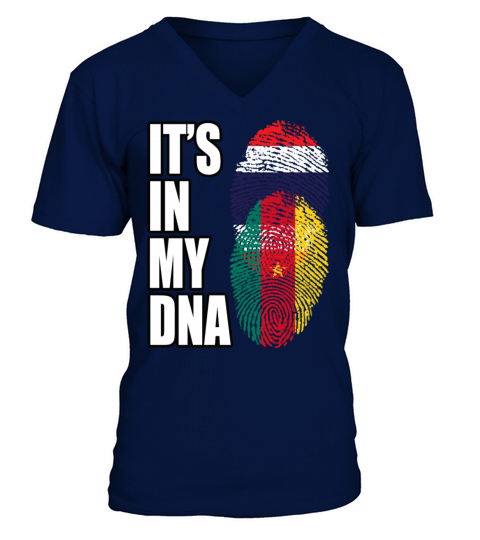 Thai And Cameroonian Vintage Heritage DNA Flag V-Neck T-shirt