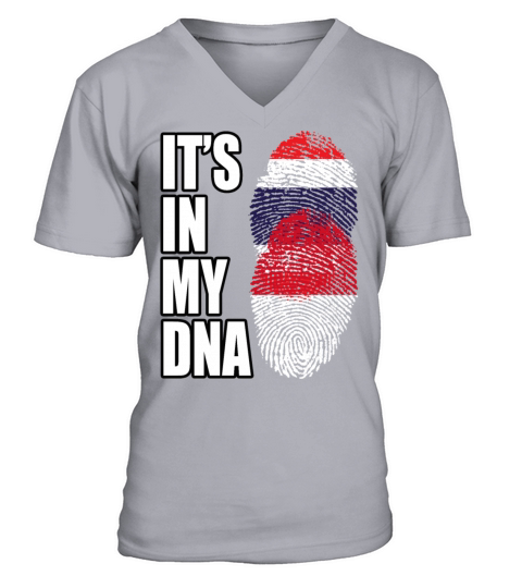Thai And Indonesian Vintage Heritage DNA Flag V-Neck T-shirt