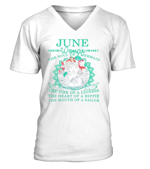 This t-shirt June - woman the soul of a mermaid V-Neck T-shirt