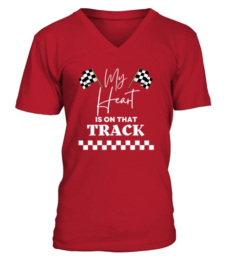 Vintage Cute My Heart Is On That Track Drag Racing V-Neck T-shirt