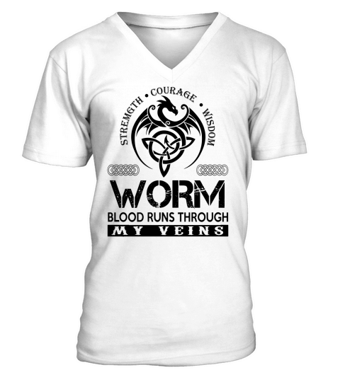 WORM Shirts - WORM Blood Runs Through My Veins Name Shirts V-Neck T-shirt