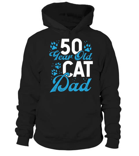 50 Year Old Cat Dad Paw Cat Father 50th Birthday Hoodie Unisex
