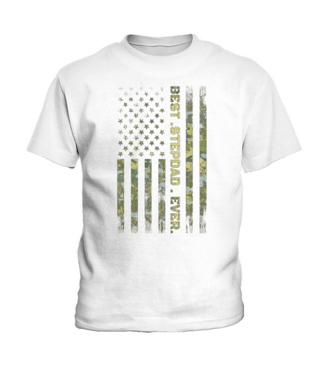 Best Step Dad Ever Vintage American Flag Camo Father Day shirt Kids T-Shirt