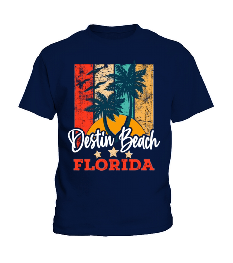 Destin Beach Vibes Florida Summer Vintage Sunset Kids T-Shirt