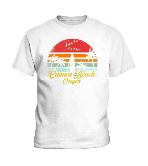 Vintage Cannon Beach Oregon Surfing Retro Surf Fun Kids T-Shirt