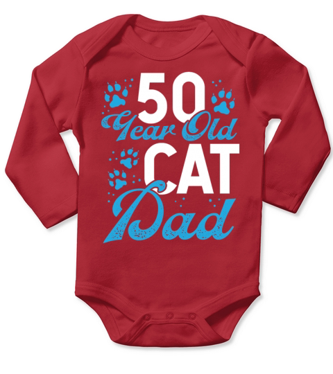 50 Year Old Cat Dad Paw Cat Father 50th Birthday Long Sleeve Baby One-Piece