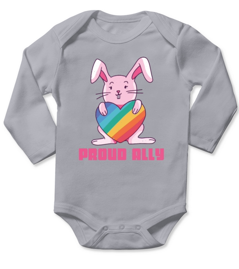 Ally Rainbow Rabbit Cute Gay Pride LGBT Pride Long Sleeve Baby One-Piece