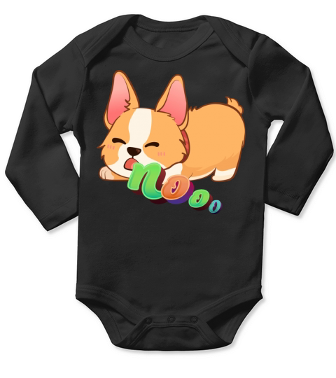 Angry Corgi Dog Shouting Nooo Long Sleeve Baby One-Piece