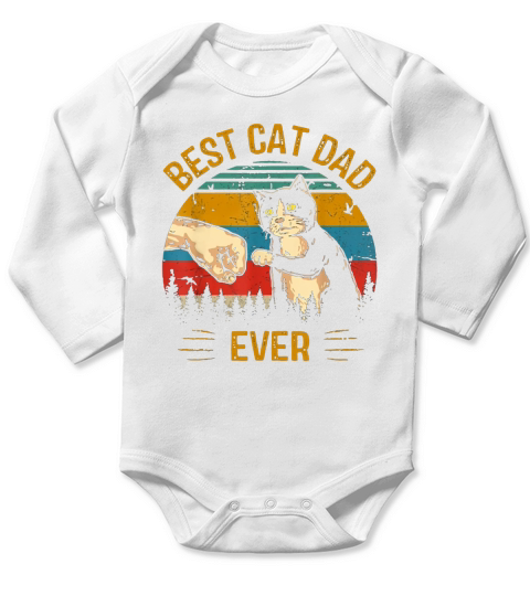 Best Cat Dad Ever Paw Fist Bump Fit Vintage shirt Long Sleeve Baby One-Piece