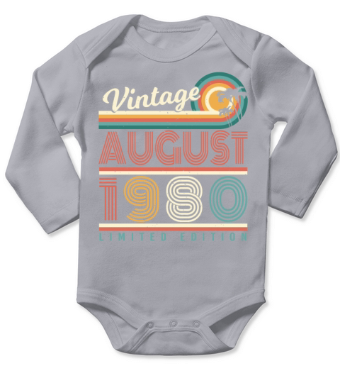 Birthday Greeting 1980 August Long Sleeve Baby One-Piece